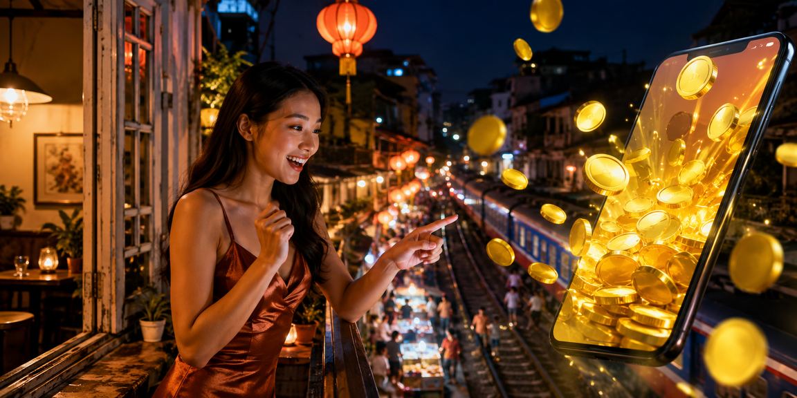 Người dùng Hà Nội truy cập casino qua điện thoại bên cốc cà phê