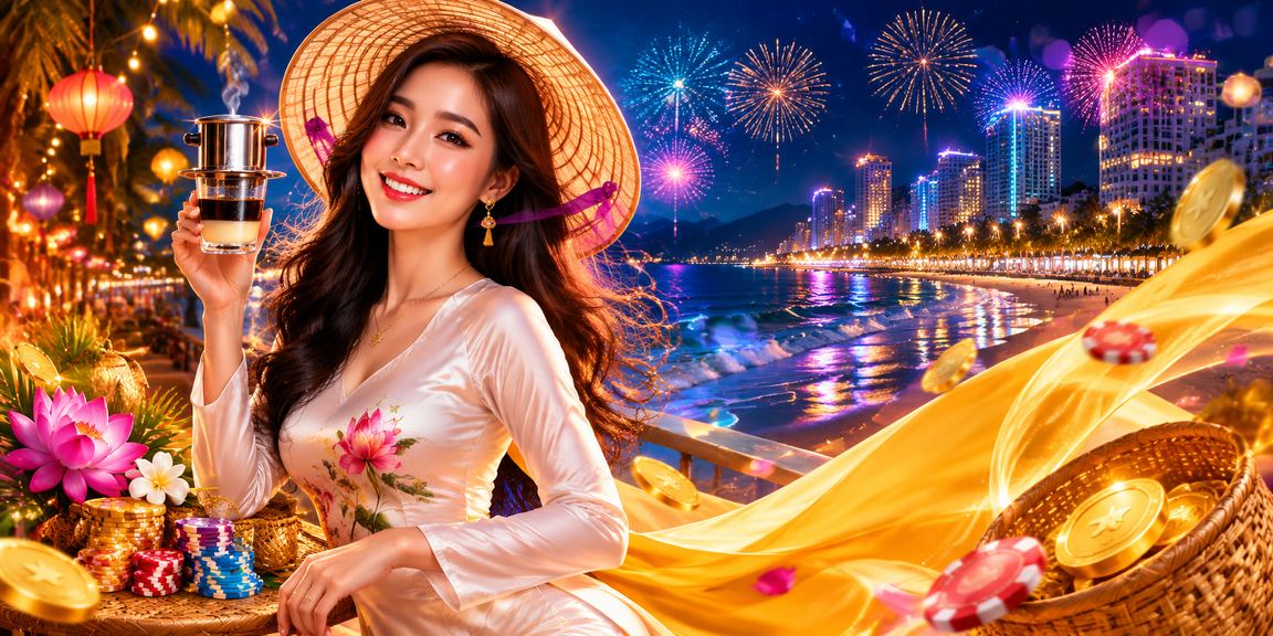 Người dùng dùng ứng dụng casino trên điện thoại tại Nha Trang với nón lá truyền thống